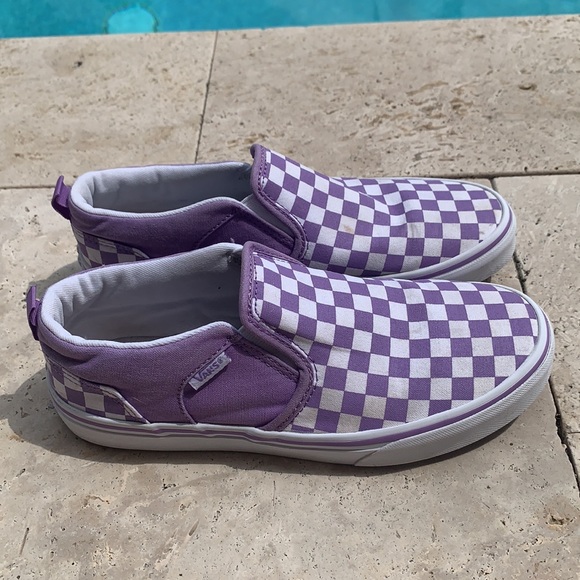 Purple & White Checkered Vans Size 5 - Picture 4 of 10